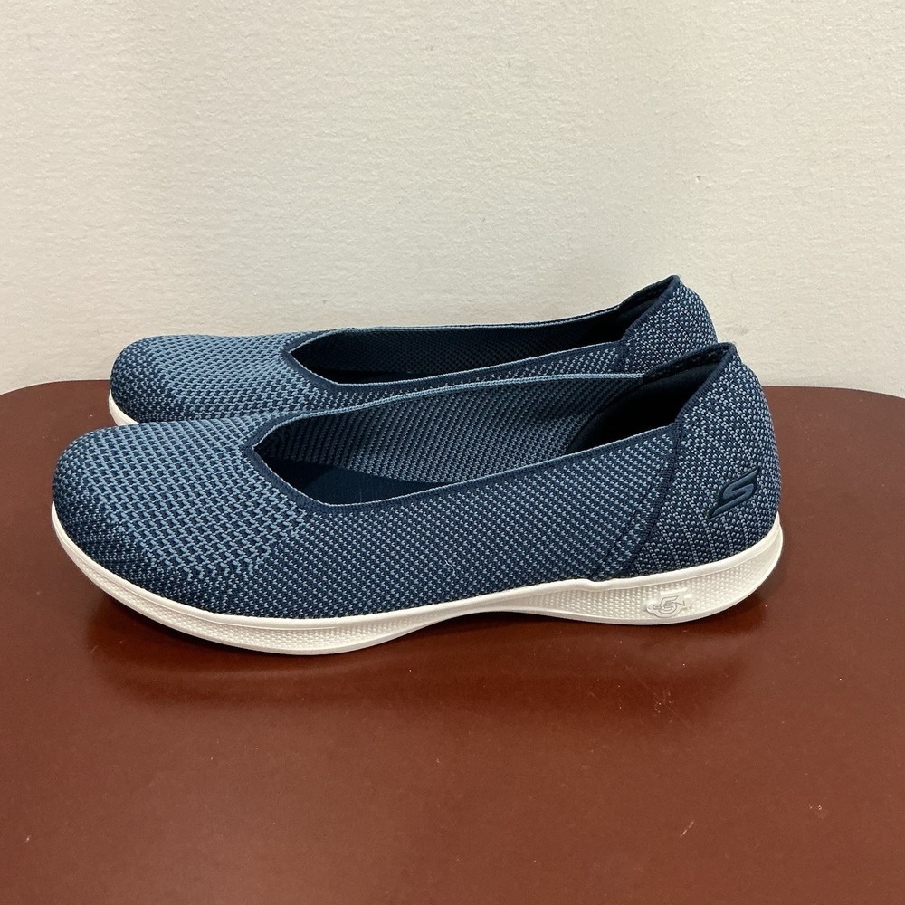Skechers Shoes Womens 10 Go Step Lite Navy Ballet Flats Goga Max Comfort Slip On - Picture 4 of 6